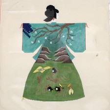 FABULOUS HAND PAINTED NEEDLEPOINT CANVAS: GEISHA ASIAN / ORIENTAL THEME   BM