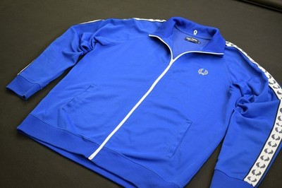 Fred Perry Trainings Jacke Sport Jacke Track Jumper Retro Casual Wear Blau Gr XL