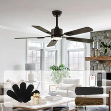 Ceiling Fans with Lights  52 Inch Black Ceiling Fan with Light and Remote