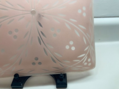 MCM Light Ceiling Light Fixture Pink Bent Glass square fixture shade Moe Light - Picture 15 of 18