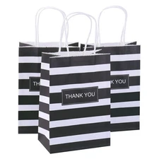 50Pcs Small Thank You Gift Bags with Handles,5.25 x 3.25 x 8 Inch Kraft Paper...