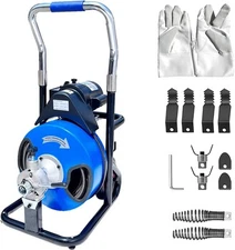 Portable Drain Cleaner Machine 100Ft x1/2Inch Electric Drain Auger 550W w/Wheels