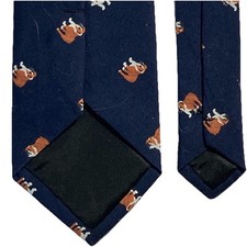 Old Navy Boys Tie Blue with Bulldogs Cotton, Polyester Lining 4x49  Size L 10-12