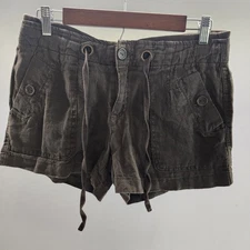 Sanctuary Clothing Women's Brown Linen Blend Drawstring Casual Shorts