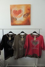 Neu Shirt Tunika Hängerchen Le Love Leo Glitzer Softtouch  Made Italy 42,44,46