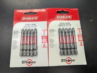10 New DIABLO PHILLIPS Screwdriver Bits PH3 X 2'' long - Free Ship