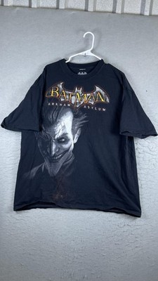 Batman Arkham Asylum Joker Shirt Mens 2XL Black Graphic Video Game Crewneck Tee