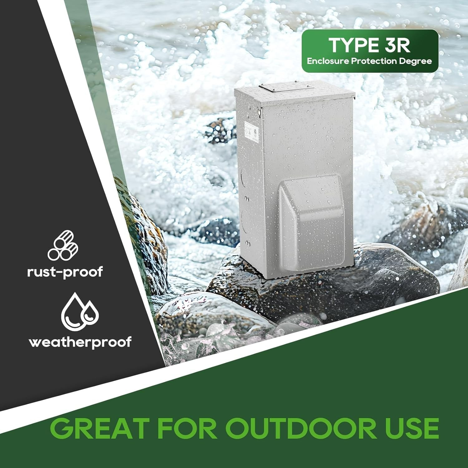 RVGUARD Temporary Power Outlet Panel With Breaker, ETL 20 50 Amp Receptacle