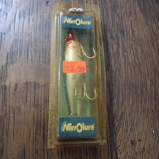 Original MirrOlure Crankbait Super-Sized 3D Eye Rattle 4" Silve/Red Vintage NOS
