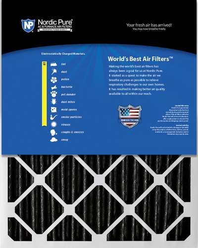 12x12x1 (11_3/4x11_3/4) Furnace Air Filters MERV 10 Pleated Plus Carbon 2 Pack - Picture 2 of 7