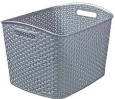 Curver My Style Rattan Storage Basket Handle Plastic XL 235072 Grey 28L
