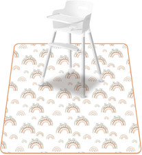Baby Splat Mat for Under High Chair, 51 x 51 Inch Wipeable Splash Mat Floor Prot