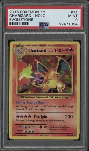 2016 pokemon XY Charizard #11 Holo Evolutions - PSA 9 Mint (1094) , Beauty!