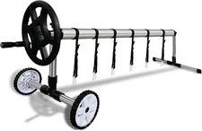 14FT Swimming Pool Cover Reel Set Aluminum Pool Solar Cover Reel w/Hand Cra...