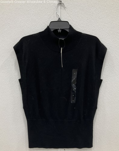 Banana Republic Womens Black Solid Merino Wool Sleeveless Mock Neck Sweater M