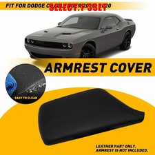 PU Leather Console Lid Armrest Cover Fit Dodge Challenger 2015-20 Black US 1-3X