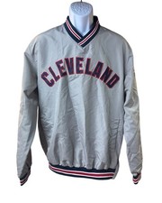 VTG Y2K Cleveland Indians Guardians Wahoo MLB Windbreaker Pullover SZ M Gray