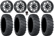 Raceline Krank XL 18" Wheels Bk 28" Versa Cross V3 Tires Kawasaki Mule Pro FXT