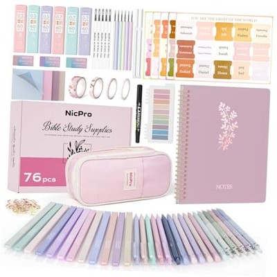 76PCS Bible Study Supplies, Cute Bible Journaling Kit, Bible Study