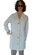Vintage 70s White Cardigan Gold Buttons Women Estimated L Retro Preppy Coquette