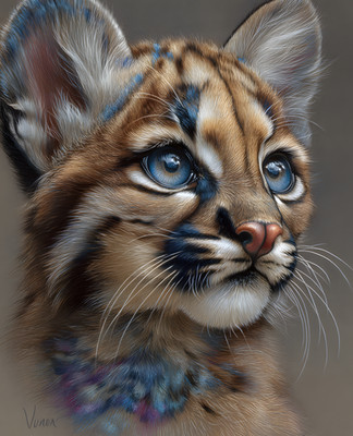 8x10 Cozy Storybook Close Up Small Animal Blue Eyes Art Print - 586524486