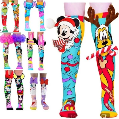 3D Socks Cute Micky Stitch Kid Girls Cartoon Mid-calf Socks With Ears XMAS Gift