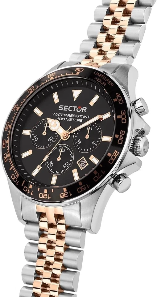Sector 230 Cronografo Uomo Acciaio Bicolore Rosé e Silver 43mm R3273661031 - Immagine 2 di 4