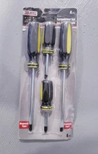4 PC SLOTTED & PHILLIPS MAGNETIC TIP SCREWDRIVER SET 