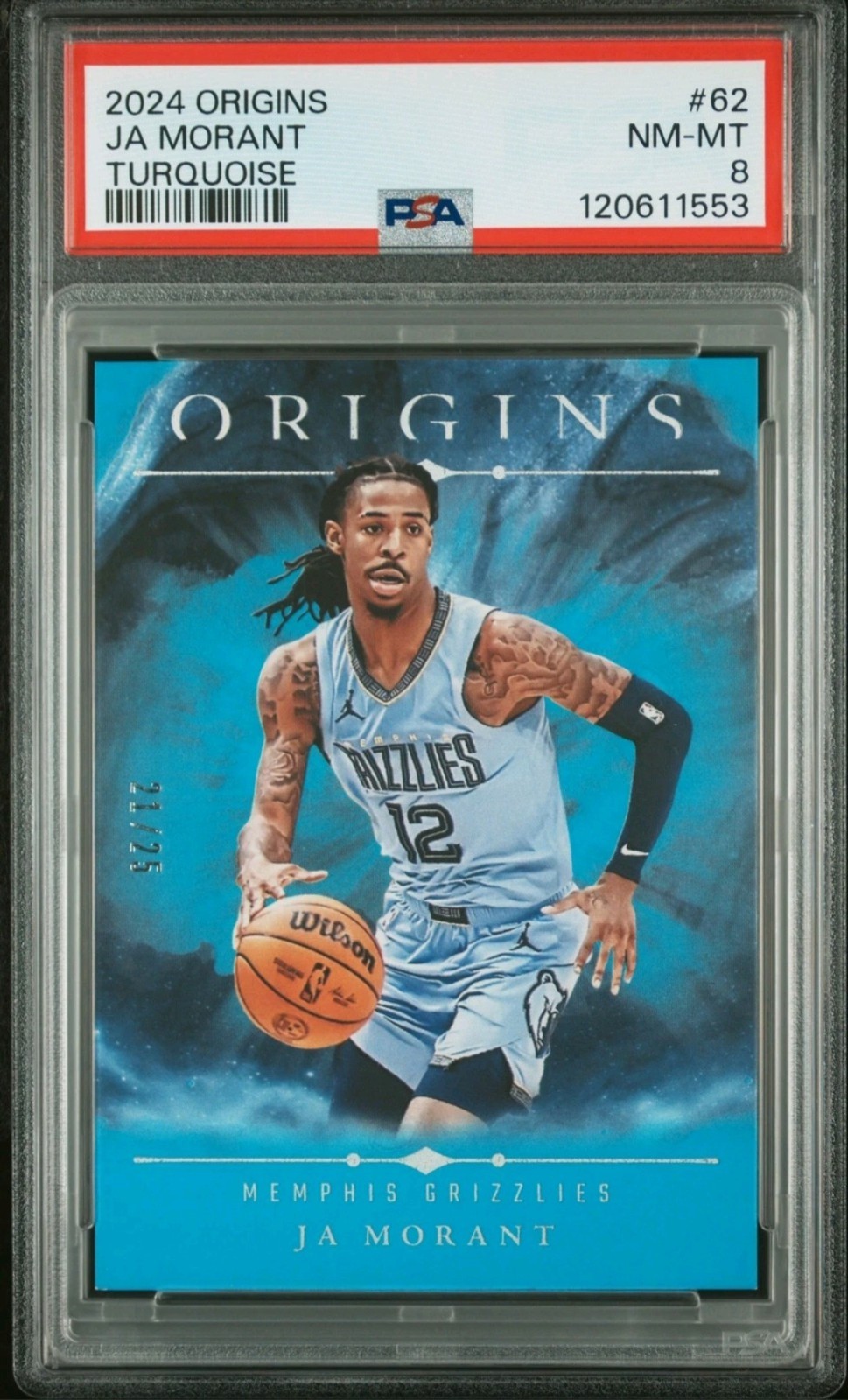 2024 Ja Morant PSA 8 PANINI ORIGINS TURQUOISE MEMPHIS GRIZZLIES /25 
