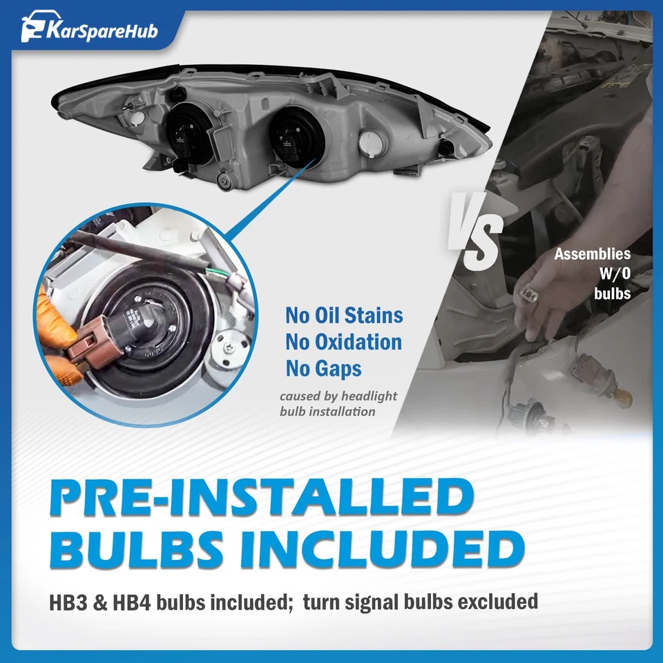 Pair Headlights For 2005-2006 Toyota Camry Chrome Headlamp Amber Corner w/ Bulbs Foto 4 de 4