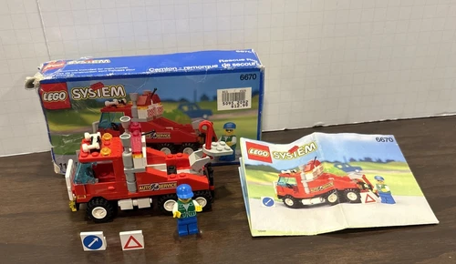 Vtg LEGO 6670 RESCUE RIG Tow Service Truck, W/ Instructions & Box,100% Complete