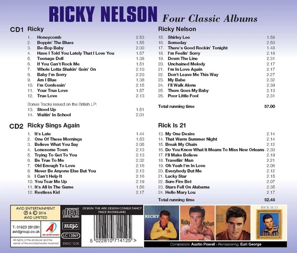 Ricky Nelson 4 Classic Albums (CD) - Image 3 of 3
