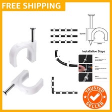 Cable Clips, 100 Pcs, 8mm, Wire Wall Clips with Steel Nails, Cable Management...