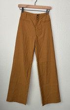 Anthropologie Maeve Colette Wide-Leg Pants sz 24 Mustard Linen Blend Trousers