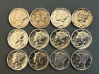 Mercury Head Dime Various Dates 1934-1939 US Silver Lot Of 12