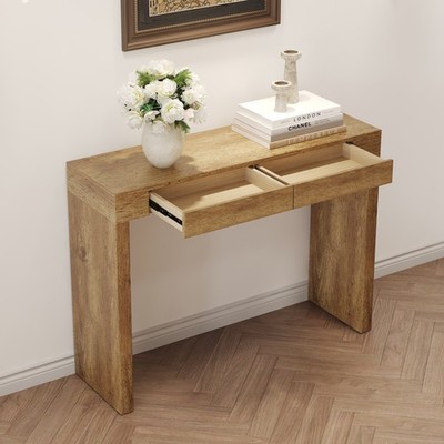Walnut Wood Grain Bar Table Grain Texture Veneer Equipped W Double Drawers