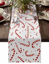 Christmas Table Runners Candy Cane Table Runner Dresser Scarves Non-Slip Tabl...