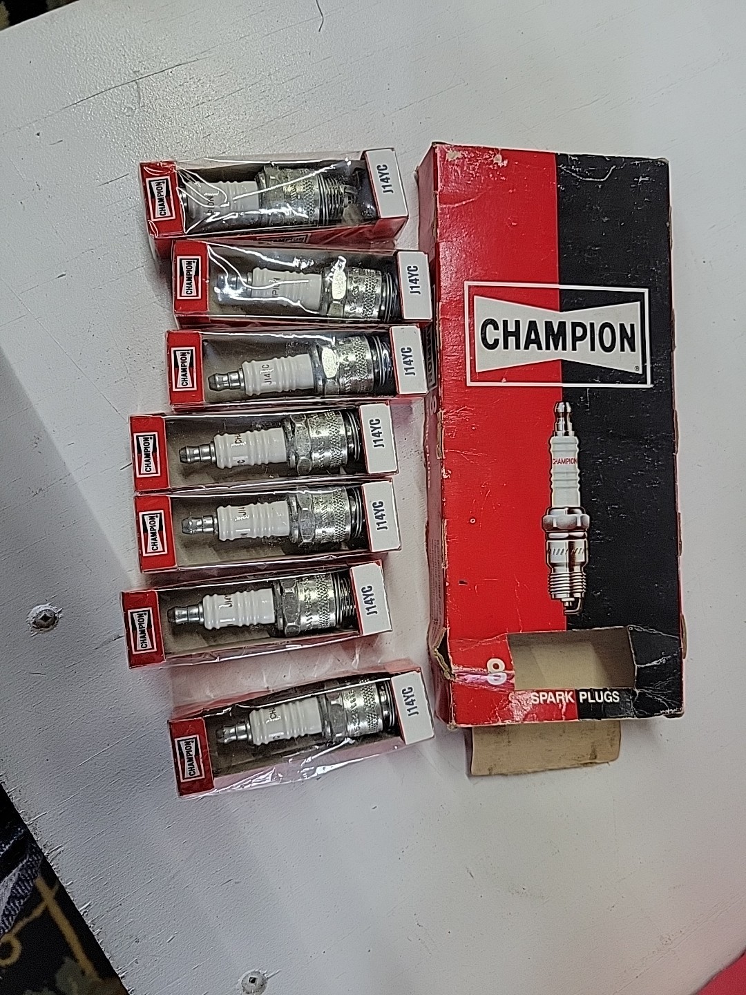 Champion J14yc Vintage Spark Plugs Set of 7 New Old Stock