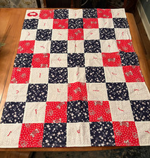 Handmade Patchwork Quilt Throw Lap Blanket 30x40" - Jesus Loves You Americana