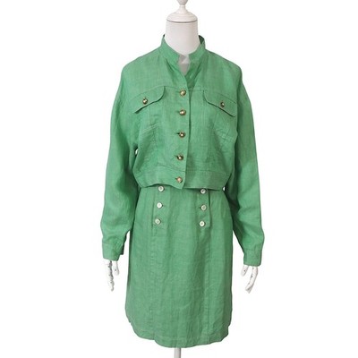 Vintage Christian Dior Pure Linen Denim Suit Setup 2 Piece Women