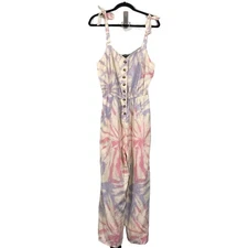 Modcloth Pink & Purple Tie-dyed Every Waking Momentum Wide Leg Jumpsuit Size L 