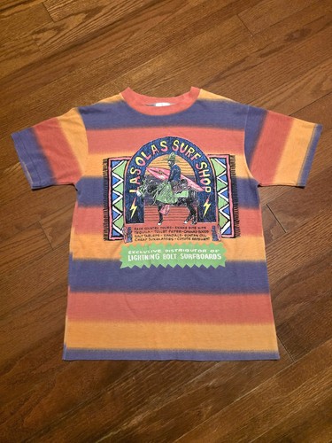 Vintage 90s Lightning Bolt Shirt Size Large Los Olas Surf Beach Single Stitch