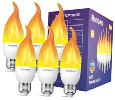  LED Flame Light Bulbs E26 Base, Upgraded 3 Modes Flickering Candle Angular6