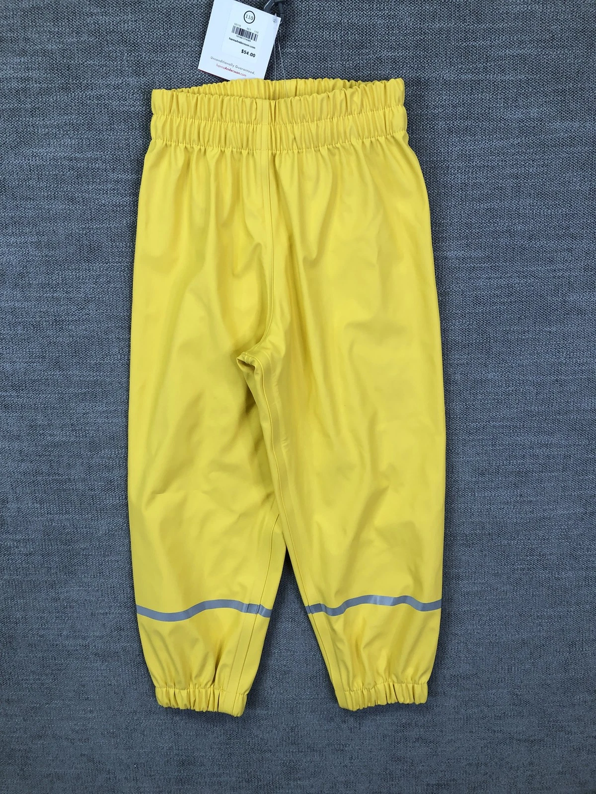 Hanna Andersson Rain Pants Kids 5 Yellow Waterproof Elastic Waist Reflective