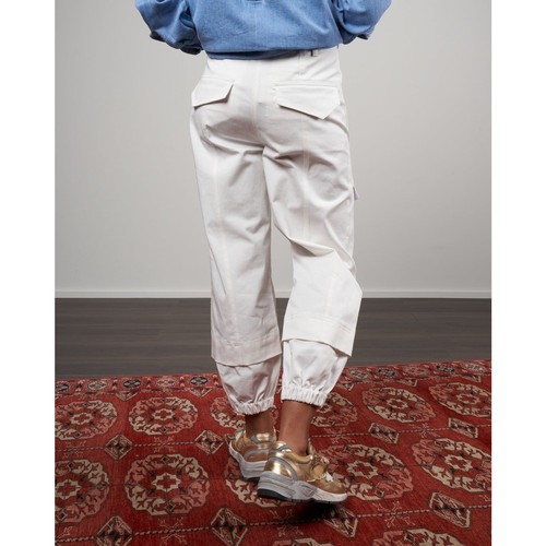 TIBI Organic Cotton Twill Cargo Pant Womens 0 White High Rise Jogger CP Casual - Picture 4 of 22