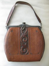 Antique Art Nouveau Deco Hand Tooled Brown Leather Purse AS IS SALE MEEEKER