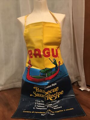 VTG RAGU Spaghetti Bar-B-Que Sauce Recipe APRON Vinyl Cook Grill Promo Merch