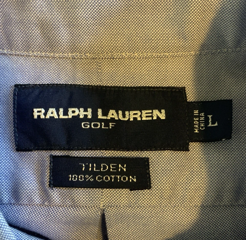 Рубашка мужская Ralph Lauren Golf Tilden большая с коротким рукавом на пуговицах спереди синяя для гольфа - Изображение 2 из 4