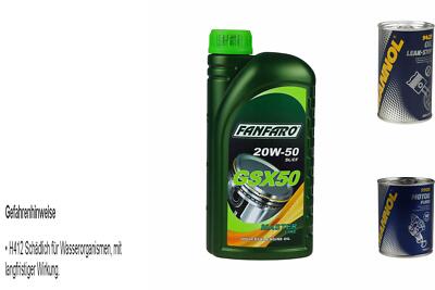 1L Motoröl FANFARO GSX 50 20W-50 1x MANNOL Leak-Stop ADDITIV+Motor Flush
