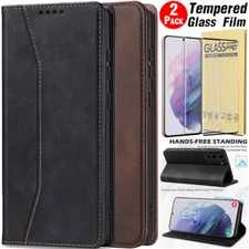 For Samsung Galaxy S21 Plus FE Ultra Leather Wallet  Case Cover Screen Protector